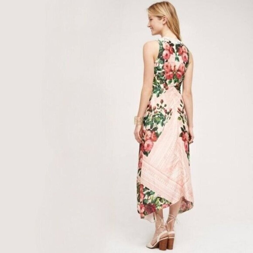 Anthropologie Pankaj & Nidhi Butterfly Garden Midi Dress w/ Beaded Collar - Picture 4 of 11
